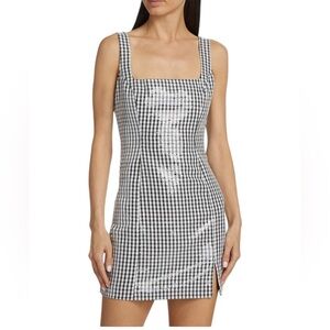 NWT Wayf Houndstooth Sequin Minidress Black and White Size S